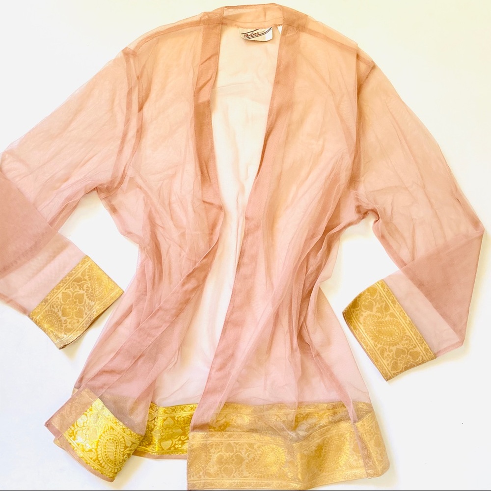 Vintage Mesh OverLay with ornate gold stitching